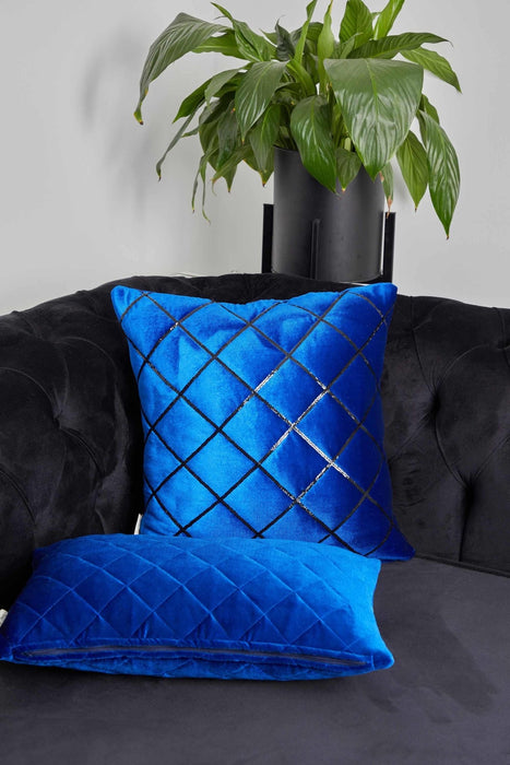 Quilted Lumbar Pillow Cover, Sophisticated High Quality Velvet Throw Pillow Covers with Multiple Color Options for Elegant Home Decors,K-329 Sax Blue