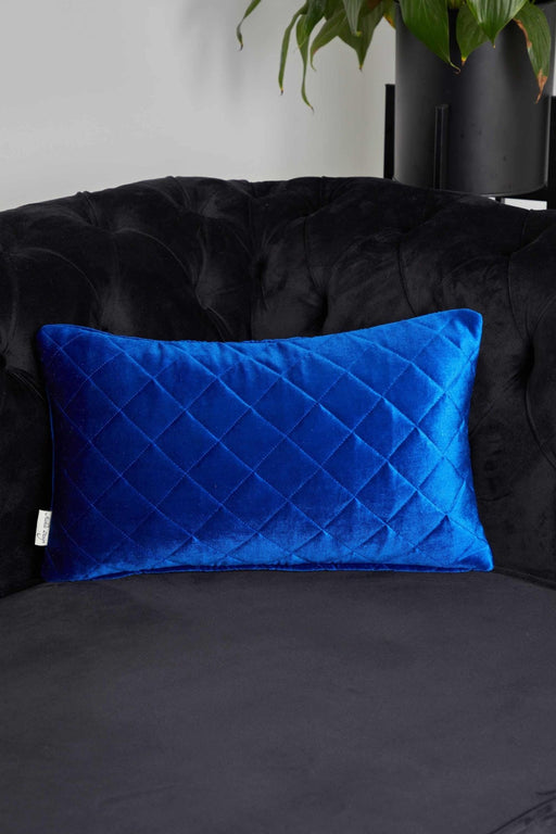 Quilted Lumbar Pillow Cover, Sophisticated High Quality Velvet Throw Pillow Covers with Multiple Color Options for Elegant Home Decors,K-329 Sax Blue