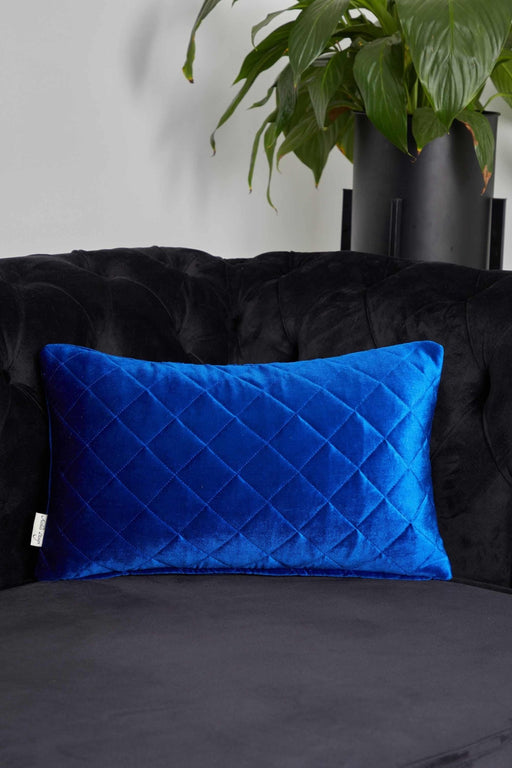 Quilted Lumbar Pillow Cover, Sophisticated High Quality Velvet Throw Pillow Covers with Multiple Color Options for Elegant Home Decors,K-329 Sax Blue