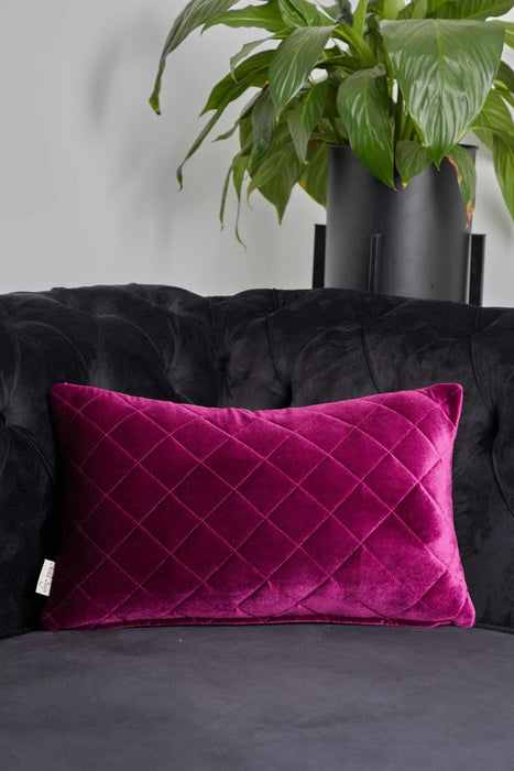 Quilted Lumbar Pillow Cover, Sophisticated High Quality Velvet Throw Pillow Covers with Multiple Color Options for Elegant Home Decors,K-329 Purple