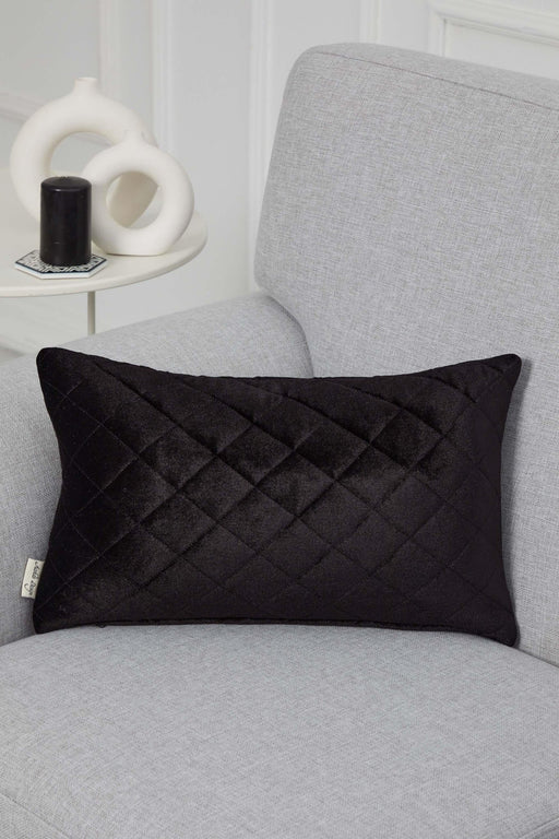 Quilted Lumbar Pillow Cover, Sophisticated High Quality Velvet Throw Pillow Covers with Multiple Color Options for Elegant Home Decors,K-329 Black