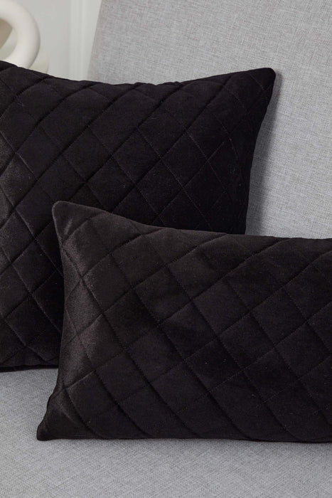 Quilted Lumbar Pillow Cover, Sophisticated High Quality Velvet Throw Pillow Covers with Multiple Color Options for Elegant Home Decors,K-329 Black