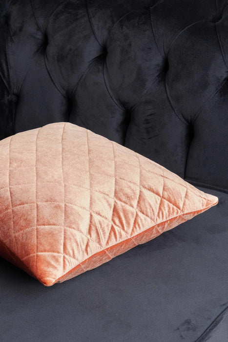 Boho Style Throw Pillow Cover made from Velvet, Decorative 18x18 Inches Quilted Handmade Pillow Cover for Modern Home Decoration,K-330 Salmon