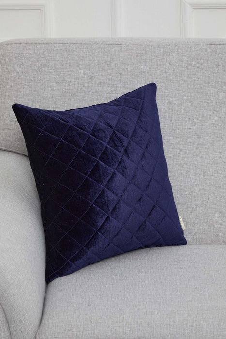 Boho Style Throw Pillow Cover made from Velvet, Decorative 18x18 Inches Quilted Handmade Pillow Cover for Modern Home Decoration,K-330 Navy Blue