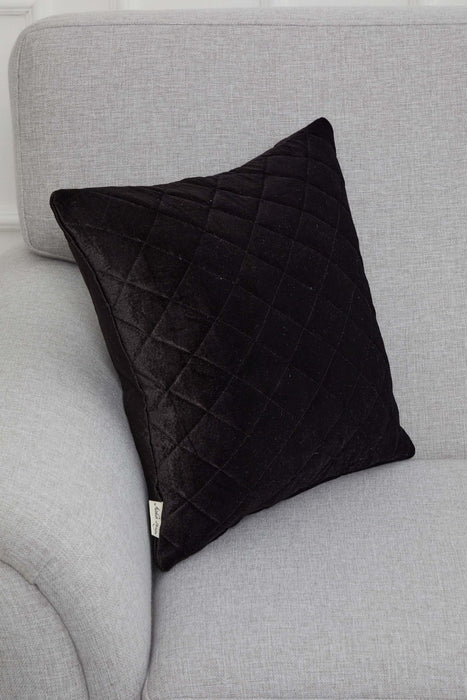 Boho Style Throw Pillow Cover made from Velvet, Decorative 18x18 Inches Quilted Handmade Pillow Cover for Modern Home Decoration,K-330 Black