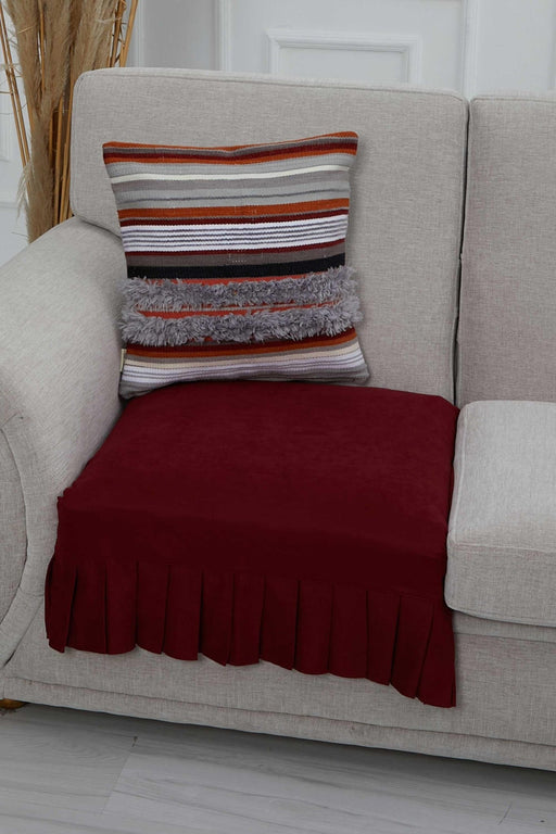 Pleated Reversible Knitted Polyester Decorative Armchair Shawl and Throw Blanket Furniture Protector Washable Cover for Family,KO-27 Maroon