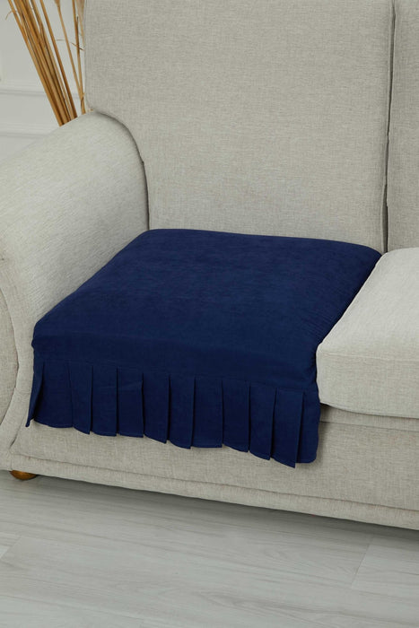 Pleated Reversible Knitted Polyester Decorative Armchair Shawl and Throw Blanket Furniture Protector Washable Cover for Family,KO-27 Blue