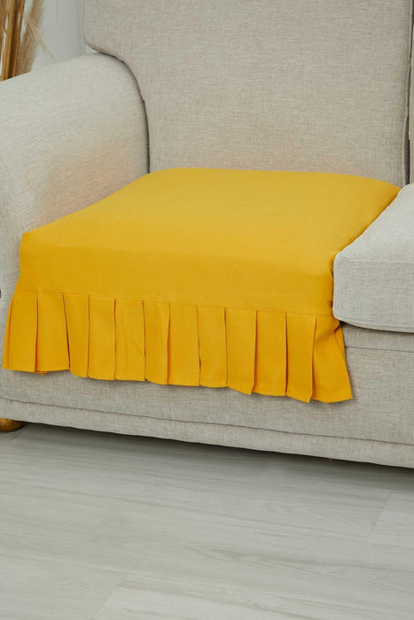 Pleated Reversible Knitted Polyester Decorative Armchair Shawl and Throw Blanket Furniture Protector Washable Cover for Family,KO-27 Yellow