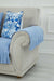 Pleated Reversible Knitted Polyester Decorative Sofa Shawl and Armrest Cover Set Furniture Protector Washable Couch Cover for Family,KTK-4 Baby Blue