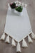 Knit Fabric Cotton Table Runner with Handmade Big Tassels 16 x 55 inches Machine Washable Fringed Handicraft Table Cloth,R-50B Ivory