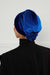 Velvet Elastic Instant Turban Bonnet Cap with Handmade Rose Detail at the Back Side, Soft Plain Color Velvet Pre-Tied Turban Hijab,B-53K Sax Blue