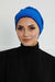 Velvet Elastic Instant Turban Bonnet Cap with Handmade Rose Detail at the Back Side, Soft Plain Color Velvet Pre-Tied Turban Hijab,B-53K Sax Blue