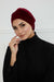 Velvet Elastic Instant Turban Bonnet Cap with Handmade Rose Detail at the Back Side, Soft Plain Color Velvet Pre-Tied Turban Hijab,B-53K Maroon