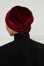 Velvet Elastic Instant Turban Bonnet Cap with Handmade Rose Detail at the Back Side, Soft Plain Color Velvet Pre-Tied Turban Hijab,B-53K Maroon