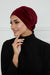 Velvet Elastic Instant Turban Bonnet Cap with Handmade Rose Detail at the Back Side, Soft Plain Color Velvet Pre-Tied Turban Hijab,B-53K Maroon