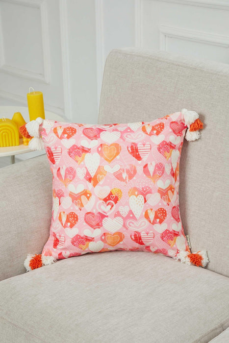 Vibrant Geometric Medallion Pillow Cover with Orange Tassels, Artistic Boho Cushion Case for Trendy Homes, 18x18 Printed Pillow Cover,K-367 Suzani Pattern 33