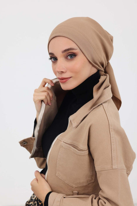 Easy Wrap Winter Hijab Cover for Women, Warm Winter Turban Bonnet Cap, Comfortable Thick Winter Bonnet Cap for Cold Weathers,B-45IV