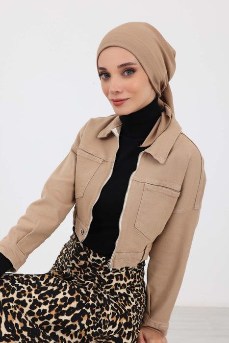 Easy Wrap Winter Hijab Cover for Women, Warm Winter Turban Bonnet Cap, Comfortable Thick Winter Bonnet Cap for Cold Weathers,B-45IV