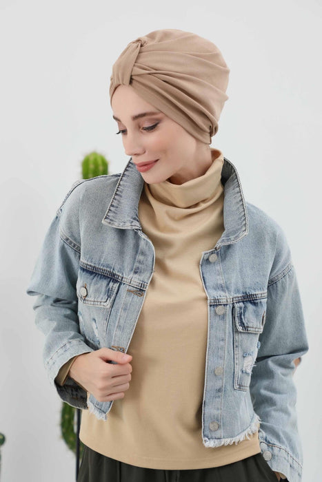 Modische Instant-Turbanhaube für Damen, warme Chemo-Kopfbedeckung für den Winter, einfach zu wickelnde, stilvolle Winterhaube, B-68IV