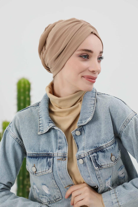 Elegant Winter Turban Bonnet, Cozy Polyviscose Interlock Headwrap for All-Day Comfort, Comfortable Lycra Blend Headwear for Women,B-81IV