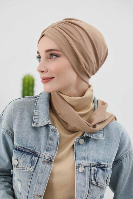 Elegant Winter Turban Bonnet, Cozy Polyviscose Interlock Headwrap for All-Day Comfort, Comfortable Lycra Blend Headwear for Women,B-81IV