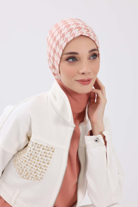 Stylish Warm Turban Bonnet with Houndstooth & Leopard Patterns, Thick Winter Printed Turban Bonnet Cap for Women,TB-5DIV