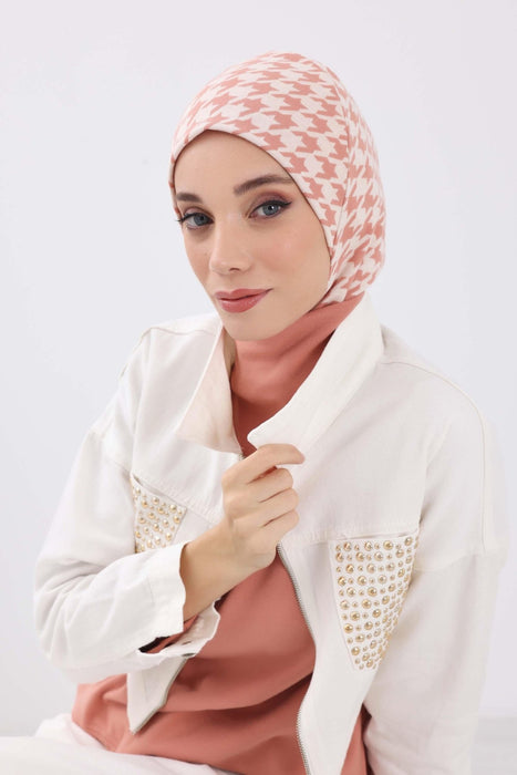 Stylish Warm Turban Bonnet with Houndstooth & Leopard Patterns, Thick Winter Printed Turban Bonnet Cap for Women,TB-5DIV