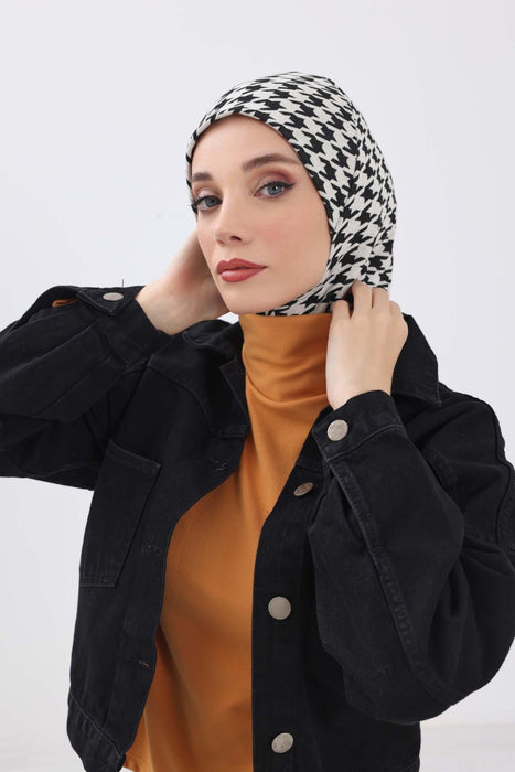 Stylish Warm Turban Bonnet with Houndstooth & Leopard Patterns, Thick Winter Printed Turban Bonnet Cap for Women,TB-5DIV