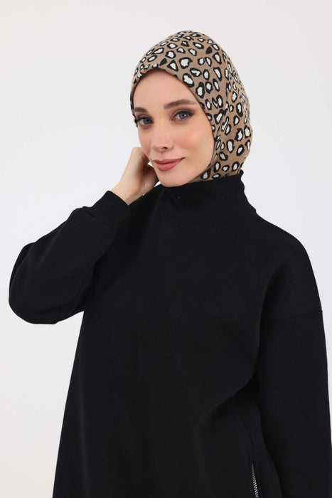 Stylish Warm Turban Bonnet with Houndstooth & Leopard Patterns, Thick Winter Printed Turban Bonnet Cap for Women,TB-5DIV