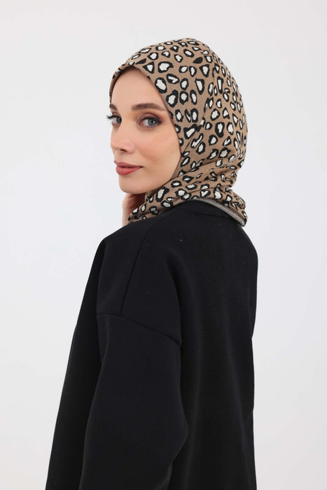 Stylish Warm Turban Bonnet with Houndstooth & Leopard Patterns, Thick Winter Printed Turban Bonnet Cap for Women,TB-5DIV