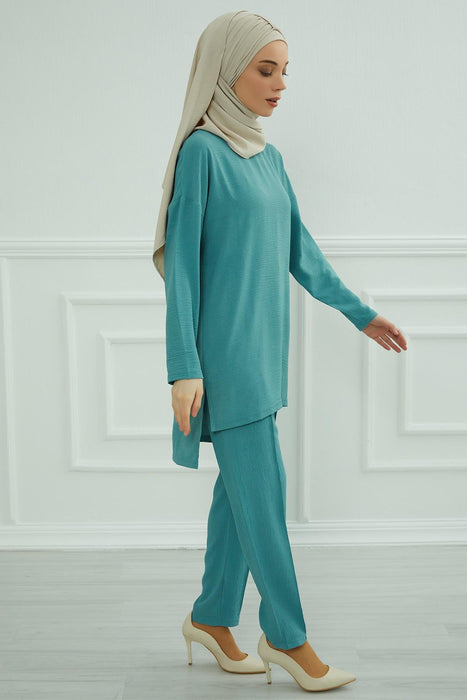 Modest Tunic Top and Pants Set, Long Sleeve Aerobin Tunic Pant Set, Full Cover Lightweight Modest Tunic Tops and Pants,TK-5