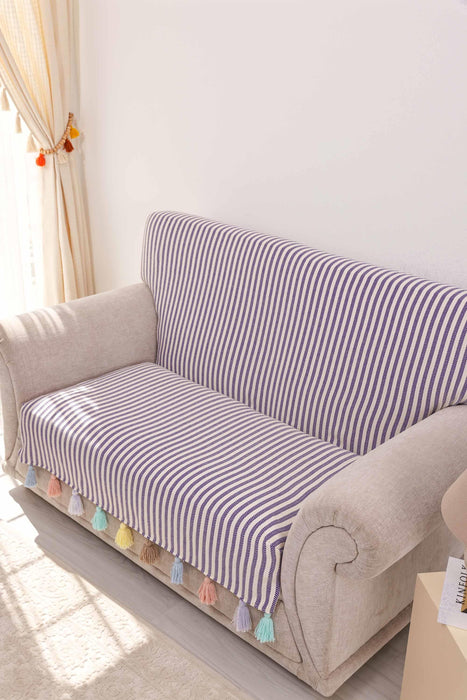 Bohemian Multicolored Tassel Striped Sofa Cover 2 Seater Couch Slipcover High Quality Living Room Sofa Protector Couch Slipcover,KO-30IK