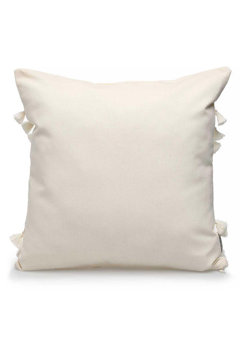 Zigzag Tassel Charm Cotton Pillow Cover for Chic Living Room Decorations, 18x18 Inches Lumbar Pillow Cover, Zigzag Designed Pillow,K-201 Ivory
