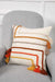 Decorative Linen Throw Pillow Cover with Geometric Line Strips, 18x18 Inches Stylish Pillow Cover for Modern Living Room Decorations,K-197 Ivory - Orange