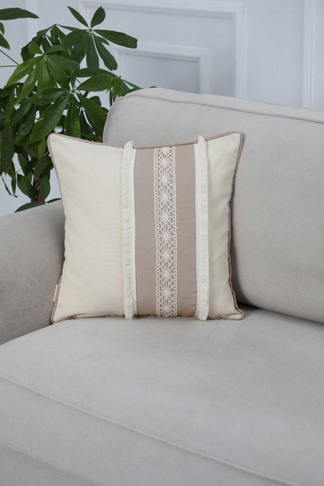Set of 4 Cream Boho Throw Pillow Covers 18x18 Decorative Pillows for Couch  