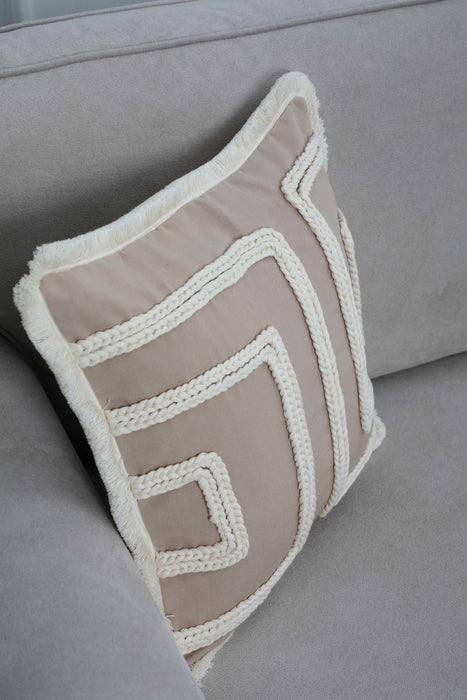غطاء وسادة رمي هندسي مزخرف من بوهو مقاس 18 × 18 بوصة غطاء وسادة مصنوع يدويًا من الكتان المزخرف للديكورات الأنيقة، K-253