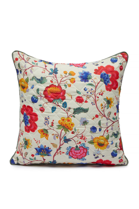 Boho Decorative Polyester Square Throw Pillow Covers Square Cushion Cases with Flower Patterns Handicraft Look,K-222