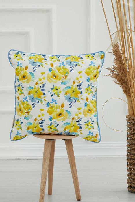 Boho Decorative Polyester Square Throw Pillow Covers Square Cushion Cases with Flower Patterns Handicraft Look,K-222