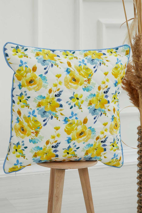 Boho Decorative Polyester Square Throw Pillow Covers Square Cushion Cases with Flower Patterns Handicraft Look,K-222