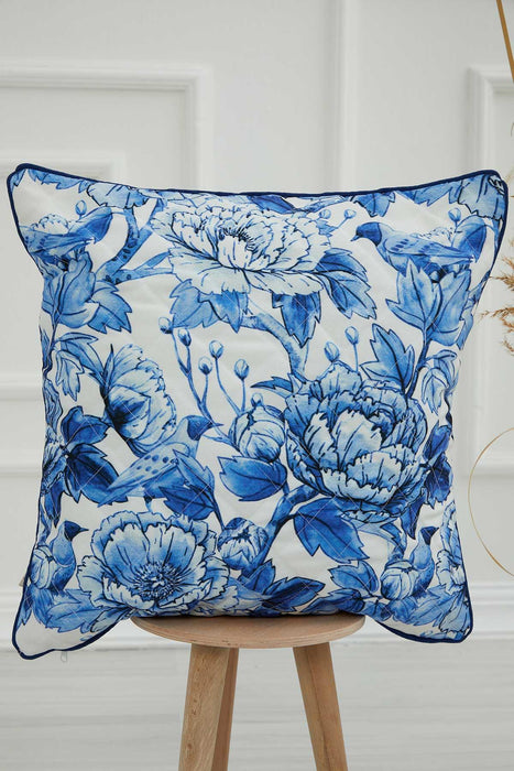 Boho Decorative Polyester Square Throw Pillow Covers Square Cushion Cases with Flower Patterns Handicraft Look,K-222