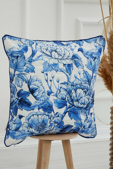 Boho Decorative Polyester Square Throw Pillow Covers Square Cushion Cases with Flower Patterns Handicraft Look,K-222