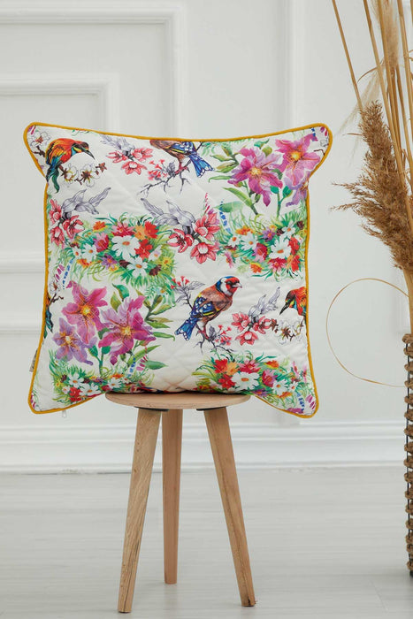 Boho Decorative Polyester Square Throw Pillow Covers Square Cushion Cases with Flower Patterns Handicraft Look,K-222