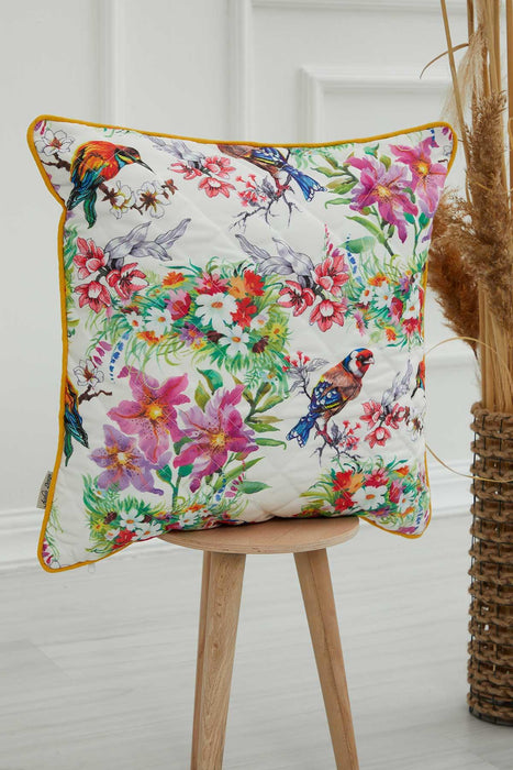 Boho Decorative Polyester Square Throw Pillow Covers Square Cushion Cases with Flower Patterns Handicraft Look,K-222