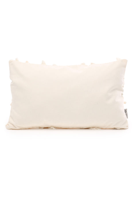 غطاء وسادة بوهو متعرج مهدب مع كرات بوم مصنوعة يدويًا، غطاء وسادة أنيق مصنوع يدويًا مقاس 20 × 12 بوصة للأريكة، K-217