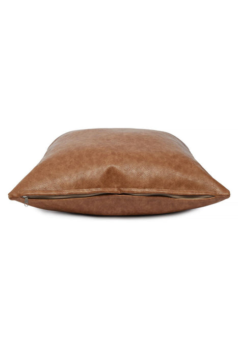 Boho Leather Solid Throw Pillow Cover, 18x18 Plain Handmade Cushion Cover for Cozy Homes, Modern Housewarming Gift for Friends,K-103 Light Brown