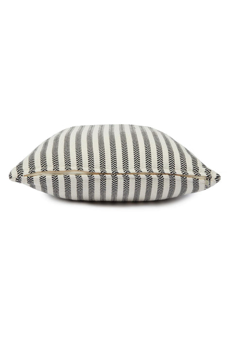 Boho Throw Pillow Cover with Striped-Pattern and Leather, 18x18 Inches High Quality Decorative Pillow Cover for Elegant Home Decors,K-154 Brown - Ivory