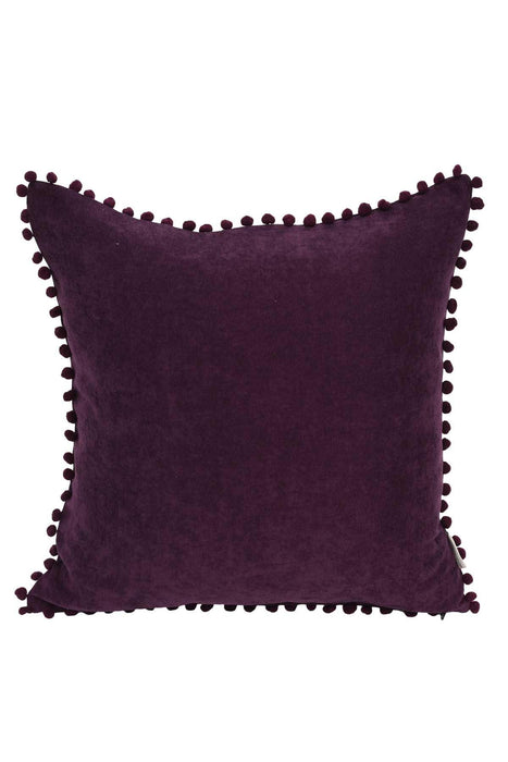 Solid Knit Throw Pillow Cover with Pom-poms, 18x18 Inches Modern Decorative Design Cushion Covers for Couch, Housewarming Gift,K-106 Maroon
