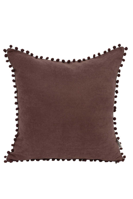 Solid Knit Throw Pillow Cover with Pom-poms, 18x18 Inches Modern Decorative Design Cushion Covers for Couch, Housewarming Gift,K-106 Maroon
