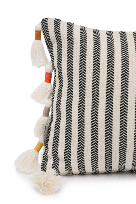 Striped Tasseled Throw Pillow Cover, 20x12 Large and Soft Pillow Cover for Decorative Living Rooms, Housewarming Decorative Gift,K-209 Striped Pattern - Orange
