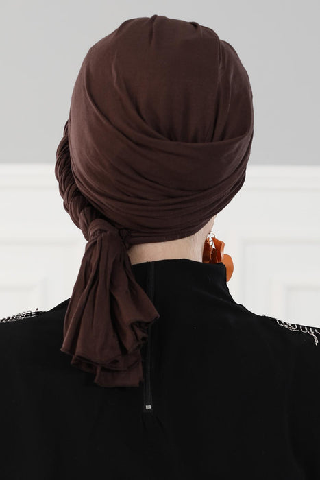 Chic Braided-Design Instant Turban, Fashionable & Comfortable Muslim Lightweight Headscarf, Easy to Wear Jersey Hijab, Elegant Headwrap,B-3 Maroon